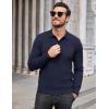 COOFANDY Mens Knit Polo Shirts Casual Long Sleeve Classic Polo Shirts Button Down Golf Shirts(Dark Navy Blue)