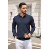 COOFANDY Mens Knit Polo Shirts Casual Long Sleeve Classic Polo Shirts Button Down Golf Shirts(Dark Navy Blue)