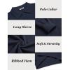 COOFANDY Mens Knit Polo Shirts Casual Long Sleeve Classic Polo Shirts Button Down Golf Shirts(Dark Navy Blue)