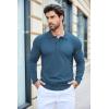 COOFANDY Mens Knit Polo Shirts Casual Long Sleeve Classic Polo Shirts Button Down Golf Shirts(Denim Blue)