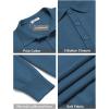 COOFANDY Mens Knit Polo Shirts Casual Long Sleeve Classic Polo Shirts Button Down Golf Shirts(Denim Blue)