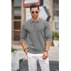COOFANDY Mens Knit Polo Shirts Casual Long Sleeve Classic Polo Shirts Button Down Golf Shirts(Grey)