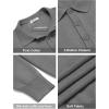 COOFANDY Mens Knit Polo Shirts Casual Long Sleeve Classic Polo Shirts Button Down Golf Shirts(Grey)
