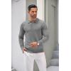 COOFANDY Mens Knit Polo Shirts Casual Long Sleeve Classic Polo Shirts Button Down Golf Shirts(Grey)