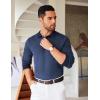 COOFANDY Mens Knit Polo Shirts Casual Long Sleeve Classic Polo Shirts Button Down Golf Shirts(Herringbone Blue)