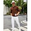 COOFANDY Mens Knit Polo Shirts Casual Long Sleeve Classic Polo Shirts Button Down Golf Shirts(Herringbone Brown)
