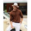 COOFANDY Mens Knit Polo Shirts Casual Long Sleeve Classic Polo Shirts Button Down Golf Shirts(Herringbone Brown)