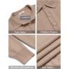 COOFANDY Mens Knit Polo Shirts Casual Long Sleeve Classic Polo Shirts Button Down Golf Shirts(Khaki)