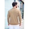 COOFANDY Mens Knit Polo Shirts Casual Long Sleeve Classic Polo Shirts Button Down Golf Shirts(Khaki)