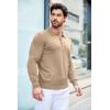 COOFANDY Mens Knit Polo Shirts Casual Long Sleeve Classic Polo Shirts Button Down Golf Shirts(Khaki)