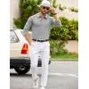 COOFANDY Mens Knit Polo Shirts Casual Long Sleeve Classic Polo Shirts Button Down Golf Shirts(Light Grey)