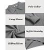 COOFANDY Mens Knit Polo Shirts Casual Long Sleeve Classic Polo Shirts Button Down Golf Shirts(Medium Grey)