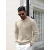 COOFANDY Mens Knit Polo Shirts Casual Long Sleeve Classic Polo Shirts Button Down Golf Shirts(Ribbed Cream)