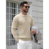 COOFANDY Mens Knit Polo Shirts Casual Long Sleeve Classic Polo Shirts Button Down Golf Shirts(Ribbed Cream)