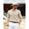 COOFANDY Mens Knit Polo Shirts Casual Long Sleeve Classic Polo Shirts Button Down Golf Shirts(Ribbed Cream)