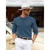 COOFANDY Mens Knit Polo Shirts Casual Long Sleeve Classic Polo Shirts Button Down Golf Shirts(Ribbed Denim Blue)