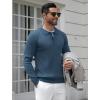 COOFANDY Mens Knit Polo Shirts Casual Long Sleeve Classic Polo Shirts Button Down Golf Shirts(Ribbed Denim Blue)