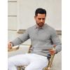 COOFANDY Mens Knit Polo Shirts Casual Long Sleeve Classic Polo Shirts Button Down Golf Shirts(Ribbed Grey)