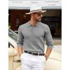 COOFANDY Mens Knit Polo Shirts Casual Long Sleeve Classic Polo Shirts Button Down Golf Shirts(Ribbed Grey)