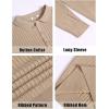 COOFANDY Mens Knit Polo Shirts Casual Long Sleeve Classic Polo Shirts Button Down Golf Shirts(Ribbed Khaki)