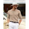 COOFANDY Mens Knit Polo Shirts Casual Long Sleeve Classic Polo Shirts Button Down Golf Shirts(Ribbed Khaki)