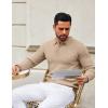 COOFANDY Mens Knit Polo Shirts Casual Long Sleeve Classic Polo Shirts Button Down Golf Shirts(Ribbed Khaki)