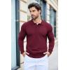 COOFANDY Mens Knit Polo Shirts Casual Long Sleeve Classic Polo Shirts Button Down Golf Shirts(Wine Red)