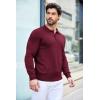 COOFANDY Mens Knit Polo Shirts Casual Long Sleeve Classic Polo Shirts Button Down Golf Shirts(Wine Red)