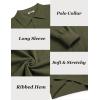 COOFANDY Mens Knit Polo Shirts Long Sleeve Casual Polo Sweaters Shirt Waffle Textured Collared Sweater(Armygreen)