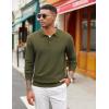 COOFANDY Mens Knit Polo Shirts Long Sleeve Casual Polo Sweaters Shirt Waffle Textured Collared Sweater(Armygreen)