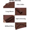 COOFANDY Mens Knit Polo Shirts Long Sleeve Casual Polo Sweaters Shirt Waffle Textured Collared Sweater(Brown)