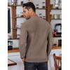 COOFANDY Mens Knit Polo Shirts Long Sleeve Casual Polo Sweaters Shirt Waffle Textured Collared Sweater(Brown and Grey)