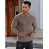 COOFANDY Mens Knit Polo Shirts Long Sleeve Casual Polo Sweaters Shirt Waffle Textured Collared Sweater(Brown and Grey)
