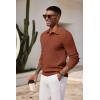 COOFANDY Mens Knit Polo Shirts Long Sleeve Casual Polo Sweaters Shirt Waffle Textured Collared Sweater(Caramel)