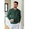 COOFANDY Mens Knit Polo Shirts Long Sleeve Casual Polo Sweaters Shirt Waffle Textured Collared Sweater(Drak Green)