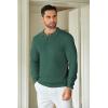 COOFANDY Mens Knit Polo Shirts Long Sleeve Casual Polo Sweaters Shirt Waffle Textured Collared Sweater(Drak Green)