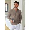 COOFANDY Mens Knit Polo Shirts Long Sleeve Casual Polo Sweaters Shirt Waffle Textured Collared Sweater(Gray Camel)