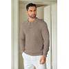 COOFANDY Mens Knit Polo Shirts Long Sleeve Casual Polo Sweaters Shirt Waffle Textured Collared Sweater(Gray Camel)