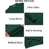 COOFANDY Mens Knit Polo Shirts Long Sleeve Casual Polo Sweaters Shirt Waffle Textured Collared Sweater(Green)