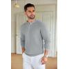 COOFANDY Mens Knit Polo Shirts Long Sleeve Casual Polo Sweaters Shirt Waffle Textured Collared Sweater(Grey)