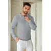 COOFANDY Mens Knit Polo Shirts Long Sleeve Casual Polo Sweaters Shirt Waffle Textured Collared Sweater(Grey)