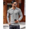 COOFANDY Mens Knit Polo Shirts Long Sleeve Casual Polo Sweaters Shirt Waffle Textured Collared Sweater(Light Grey)