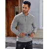 COOFANDY Mens Knit Polo Shirts Long Sleeve Casual Polo Sweaters Shirt Waffle Textured Collared Sweater(Light Grey)