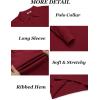 COOFANDY Mens Knit Polo Shirts Long Sleeve Casual Polo Sweaters Shirt Waffle Textured Collared Sweater(Wine Red)