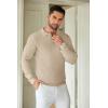 COOFANDY Mens Knit Polo Shirts Long Sleeve Sweater Casual Polo Shirts Lightweight Collared T Shirts(Khaki)