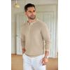 COOFANDY Mens Knit Polo Shirts Long Sleeve Sweater Casual Polo Shirts Lightweight Collared T Shirts(Khaki)