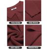 COOFANDY Mens Knit Polo Shirts Long Sleeve Sweater Casual Polo Shirts Lightweight Collared T Shirts(Wine Red)