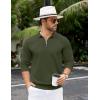 COOFANDY Mens Knit Polo Sweater Casual Long Sleeve Quarter Zip Polo Sweater Classic Golf Shirts(Army Green)