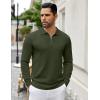 COOFANDY Mens Knit Polo Sweater Casual Long Sleeve Quarter Zip Polo Sweater Classic Golf Shirts(Army Green)