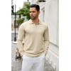 COOFANDY Mens Knit Polo Sweater Casual Long Sleeve Quarter Zip Polo Sweater Classic Golf Shirts(Beige)